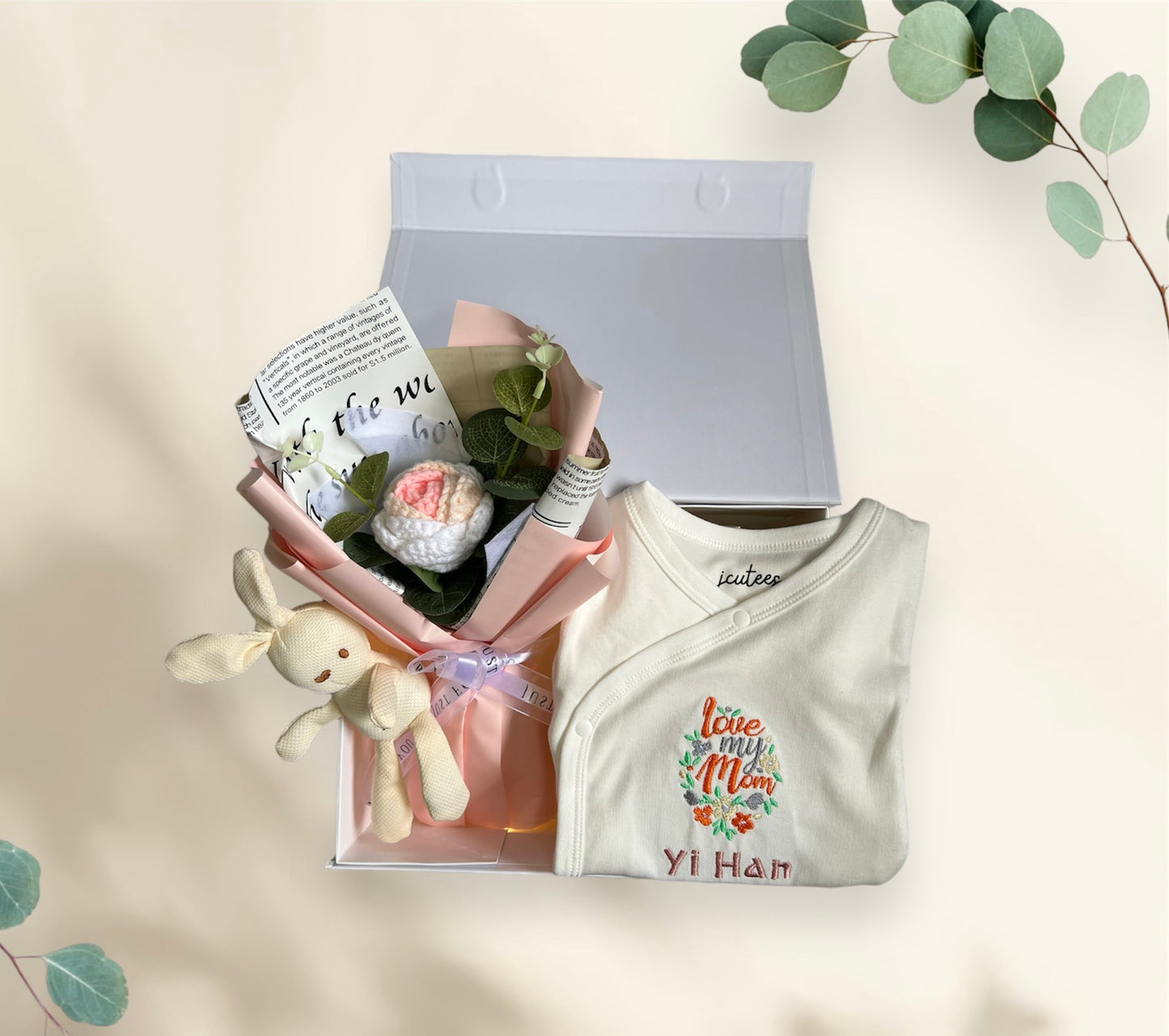 Personalised "Love My Mum" Kimono Baby Romper Set #GS104