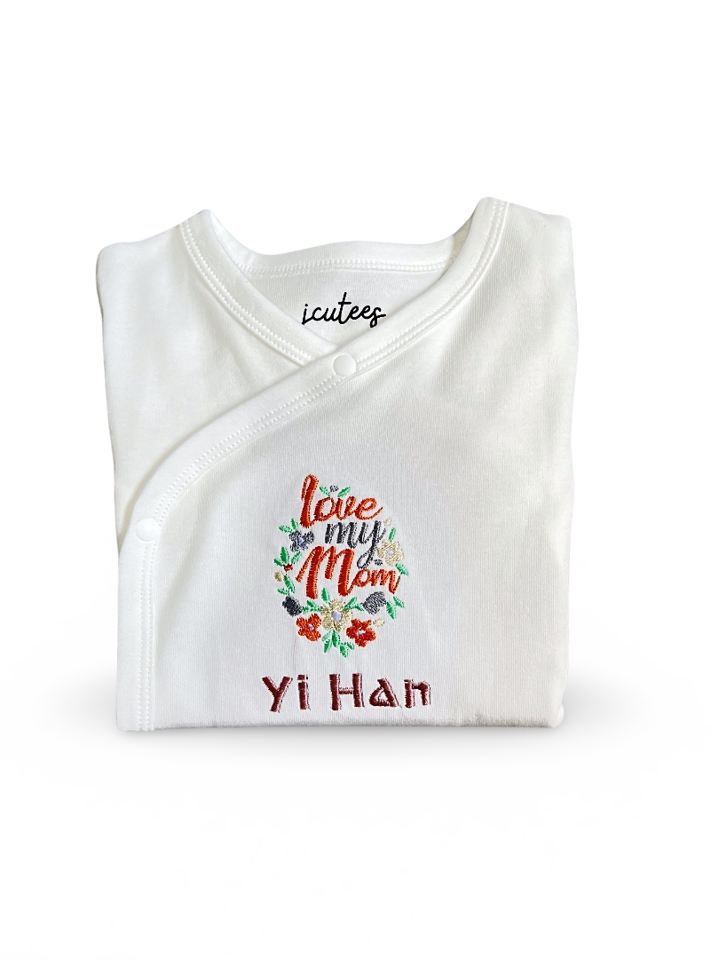 Personalised "Love My Mum" Kimono Baby Romper Set #GS104