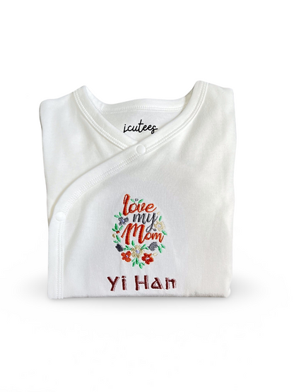 Personalised "Love My Mum" Kimono Baby Romper Set #GS104